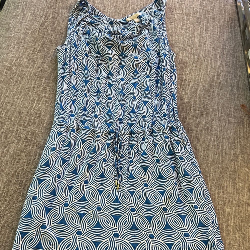 Banana Republic Blue and White Patterned Midi Dress